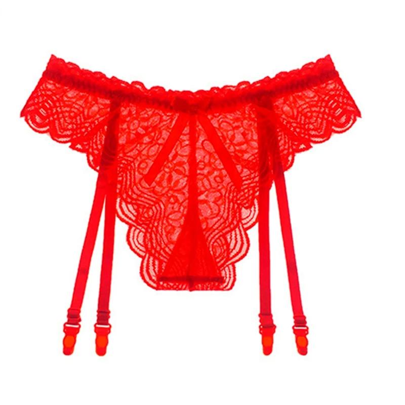 Red Lace Thigh-High Garters Women Sexy Transparent Underwear Elastic Suspender Belt For Stockings Female Erotic Lingerie