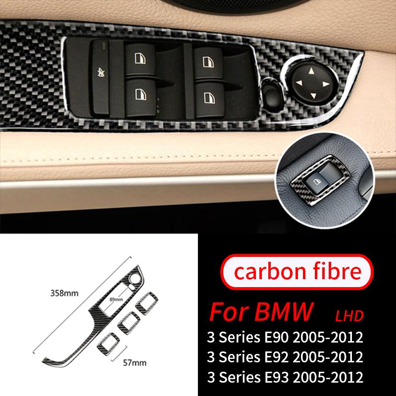 For BMW E90 E92 E93 3 Series 2005-2012 2PCS Interior Accessories Real Carbon Fiber Car Center Console CD AC Panel Cover