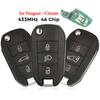 Jingyuqin Flip Remote Car Key 433MHz 4A HITAG AES Chip For Peugeot Expert 308 3008 2016+ Citroen C4 Cactus 2014- HU83 3 Buttons