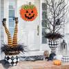 Wall Hanging Pumpkin Burlap Wreath Linen Halloween Pumpkin Wreath Decorative   Christmas