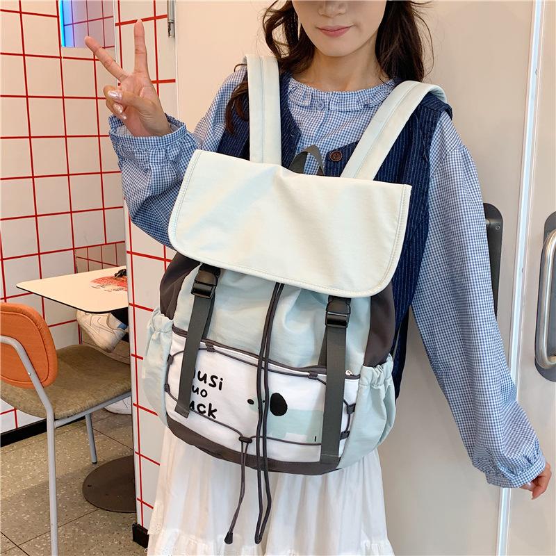 Schoolbag Japanese Versatile Backpack Female Contrasting Color Lightweight Personalized Backpack Trendy Leisure Commuting Cute Ins College Bag