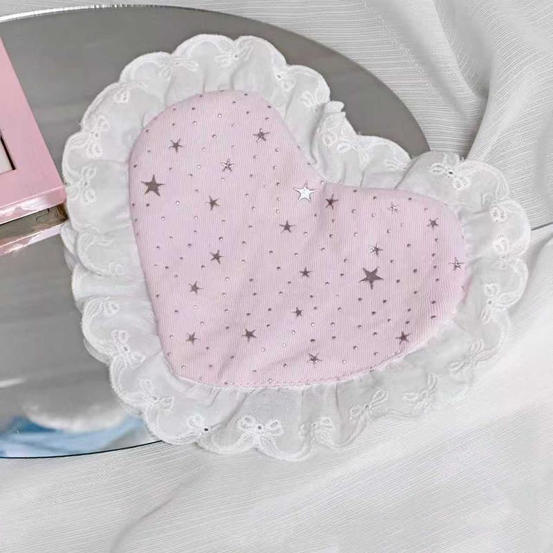 Heart Shaped Lace Coasters Non-Slip Insulated Cotton Drink Mats Cute Decor for Coffee Bar Housewarming Gift for Women