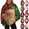 Ladies' Fashionable Christmas Printed Long Sleeved High Neck Sweatshirt Top
