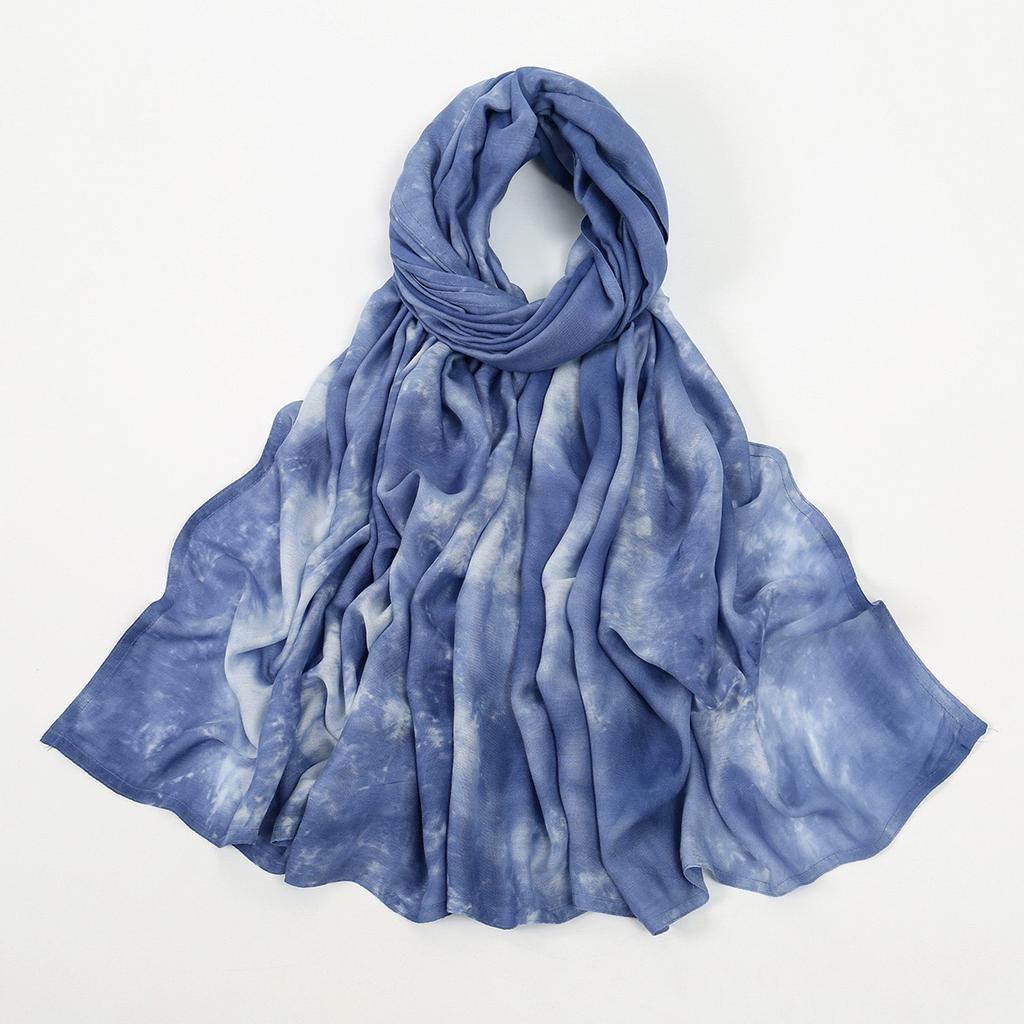 Women'S Vintage Gradient Ombre Shawl Cotton Rayon Blend Breathable Windproof Sun-Proof Yarn-Dyed Fashion Muslim Hijab Scarf