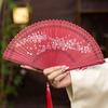 with Tassel Bamboo Folding Fan Vintage Cherry Blossom Fan Carved Hollowed-Out Fan  Cultural Event