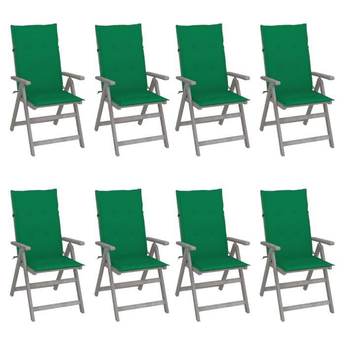 Maison Exclusive - Chaises inclinables de jardin et coussins lot de 8 Gris Acacia