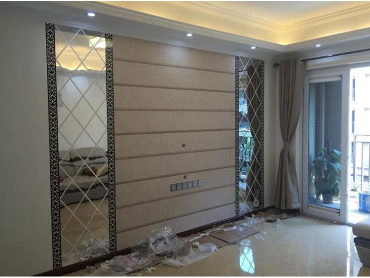 Acrylic Diamond Living Room Wall Sticker - Self-Adhesive Mirror Decor