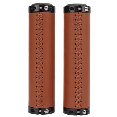 Bike Grips Shockproof Prevent Slip Soft Fiber Leather Handlebar Grips with End Cover for Mountain