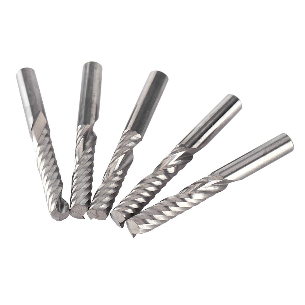 5pcs Tungsten Carbide End Mill Single Flute Spiral CNC Milling Router Bits 6mmx32mm