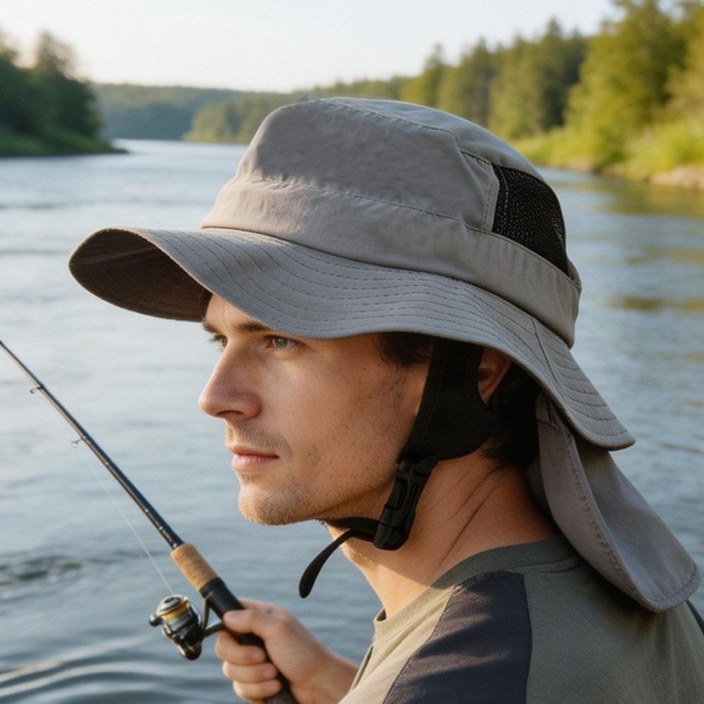 Sun Protection Shawl Sun Hat Anti-UV Safari Cap Fashion Sunscreen Hat Hiking Fishing темно серый