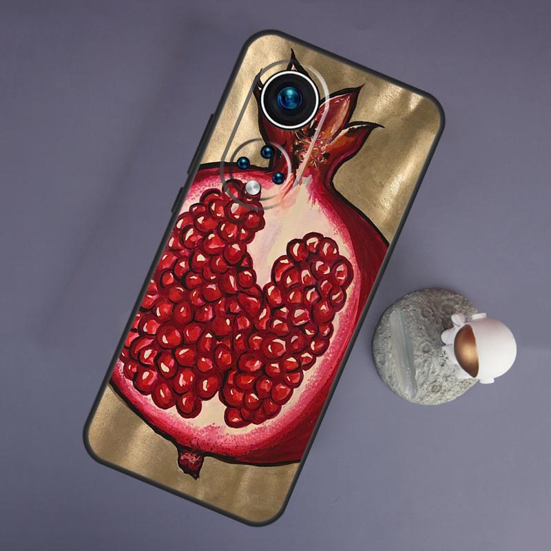 Food Fruit Red Pomegranate For Huawei Honor Magic 5 Lite 70 50 X8 X9 a P20 P30 P40 P50 P60 Pro P Smart Nova 9 5T Case