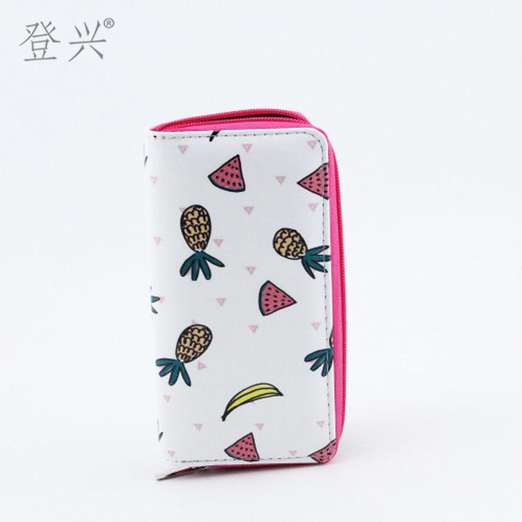 Neues kreatives Cartoon-Frucht-PU-Langreißverschluss-Portemonnaie, niedliches einfaches Studenten-Druck-Portemonnaie