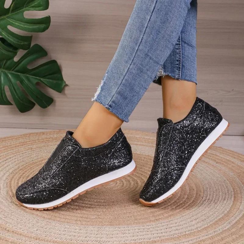 Designer Women'S Shoes Fashion Sneakers For Women Walking Platform Shoes New Gold Silver Sequin Causal Shoes Mujer
