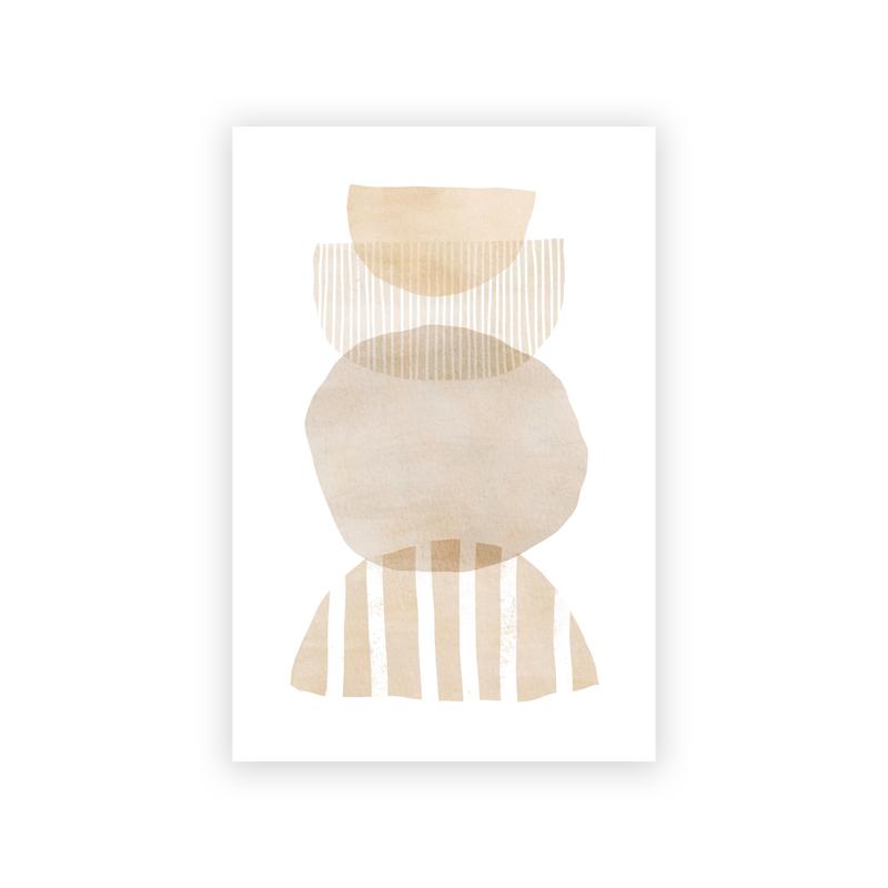 Earth Tone Abstract Geometry Canvas Painting Beige Gray Neutral Color Poster Wall Pictures Boho Wall Art Print Living Room Decor