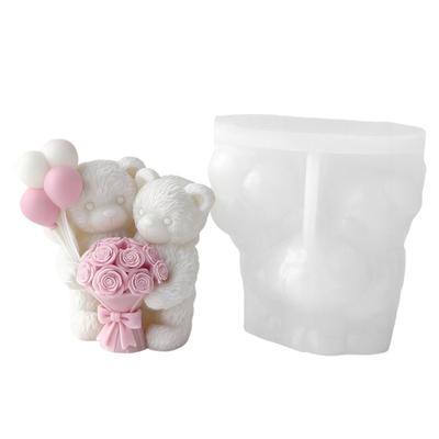 Heat Proof Silicone Candle Mould In Balloon Bear Shape Withstands High Temperatures for Chocolate Crafting