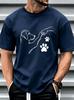 Vereinfachtes Hund High Five Print T-Shirt, Lustiges Pfotenabdruck-Design, Sanfter und Heilender Stil, Bequemes Kurzarm-Oberteil, für den Täglichen Weg zur Arbeit für Männer