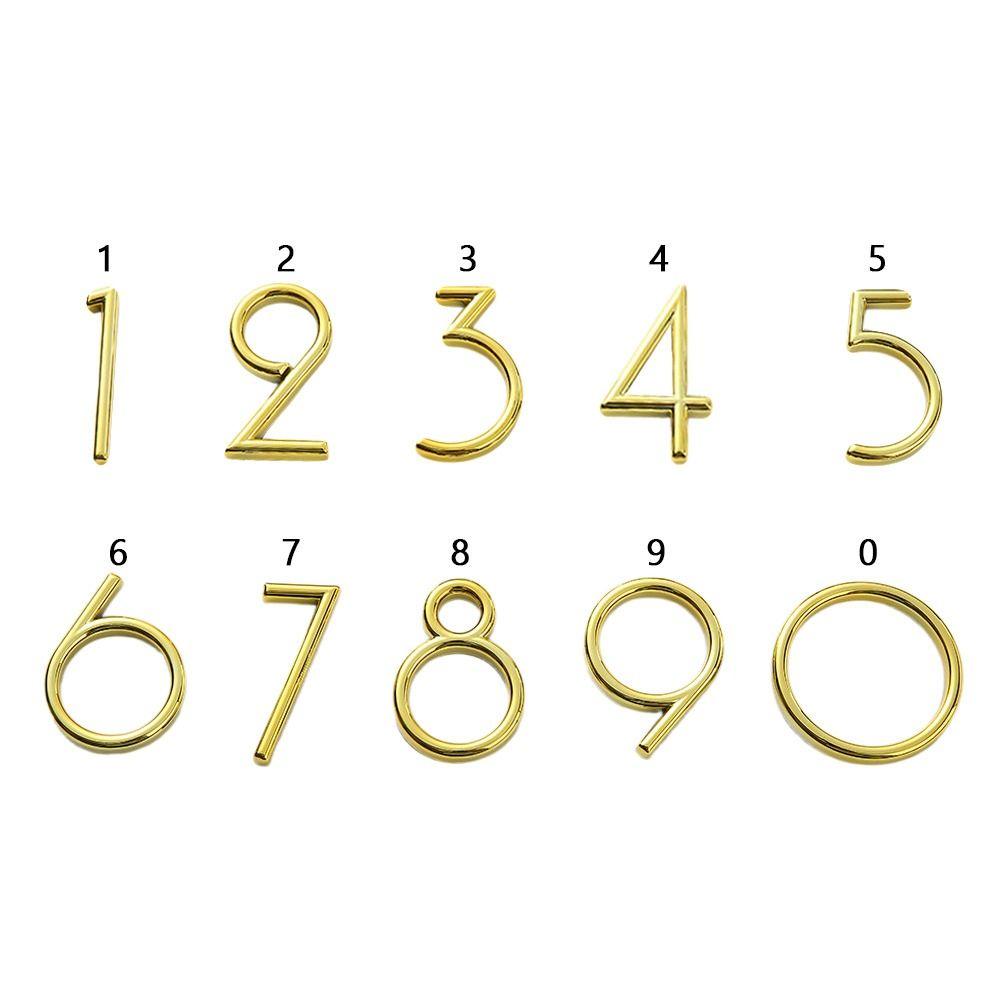 6cm Door Number Sign Creative Self Adhesive Gold Plate Sign 3D ABS Number Stickers Universal