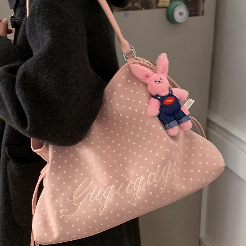 Borsa a Spalla da Donna Y2k Moda Dolce Pois Borsa a Mano Coreana Casual Versatile Stampa Leopardo Marrone Opaco Borse Tote