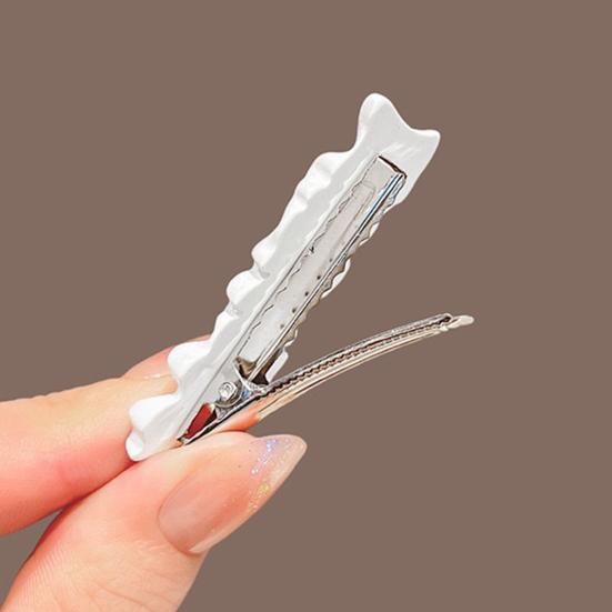 4Pcs Girl Hairpin Macaron Color Plaid Pattern Wavy Design Hair Clip Strong Clamping Force Hair Clip Hair Accessories