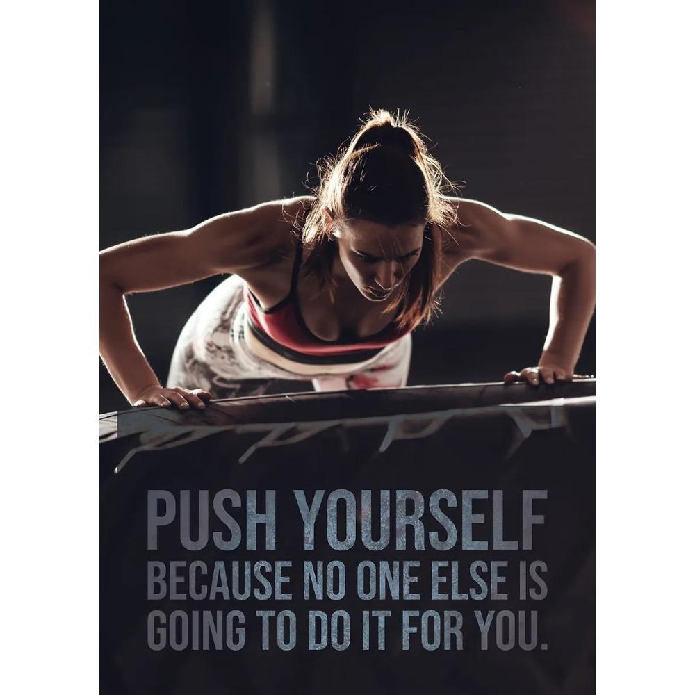 Plakaty motywacyjne do fitnessu Cytaty motywacyjne Pokonaj swój umysł i ciało Wydruki Malarstwo na płótnie Obrazy ścienne Wystrój pokoju w domu