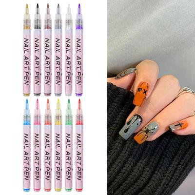12Pcs Nail Saturation Pens Vibrant Quick Dry Art Color Excellent Water-Resistant Grip Comfortable DIY Plastic