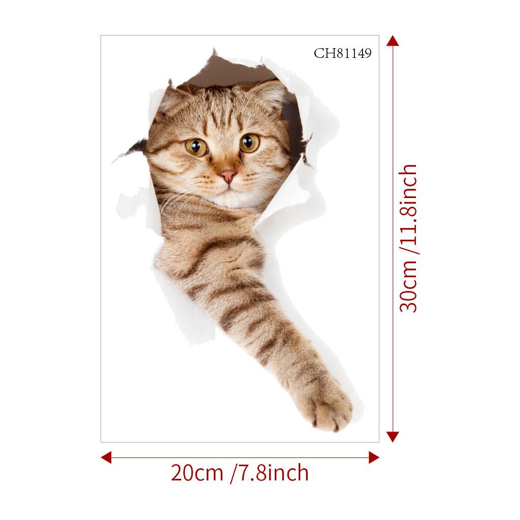 Lovely Cat Toilet Stickers For Wc Washroom Decoration Diy Vivid 3d Look Pet Animal Home Decals Pvc Wall Mural Art Print Posters