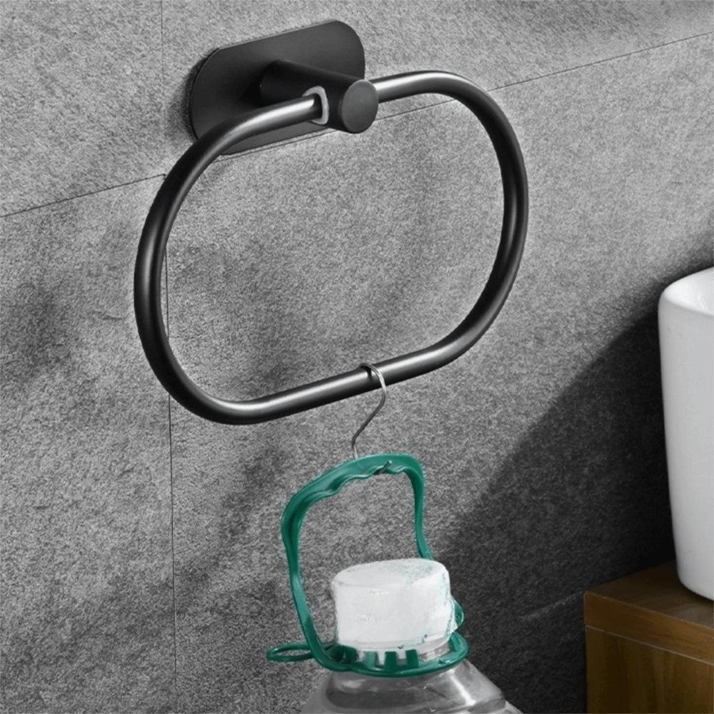 Rustproof Towel Ring Hook Wall Mounted Self-adhesive Towel Holder Hand Towel Holder  Bedroom Use
