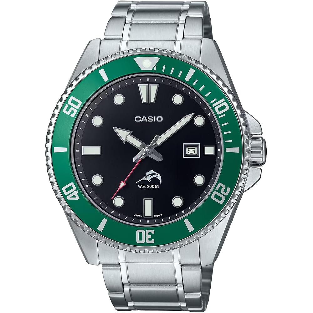 [Casio] CASIO Standard Analog Sports 20 ATM Water Resistant Watch MDV-106DD-1A3V Men s Green Bezel Metal Band Overseas Model [Parallel Import]