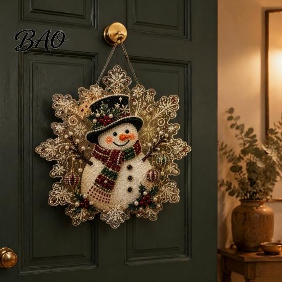 Clear Acrylic Decorative Accents Christmas Pendant with Metal Chain, Double-sided Printed 2D Snowflake Gift Ornaments for Family And Friends Pendant,