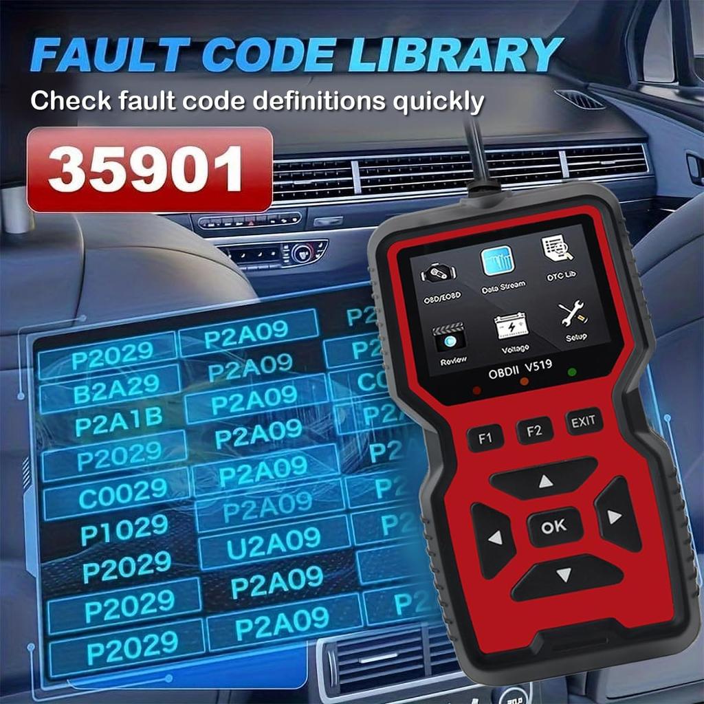 2025 New OBD2 Scanner Diagnostic Tool - Check Engine Light Code Reader With Reset, Battery Voltage Tester, Modes 6 & 8, Suitable For All OBD II