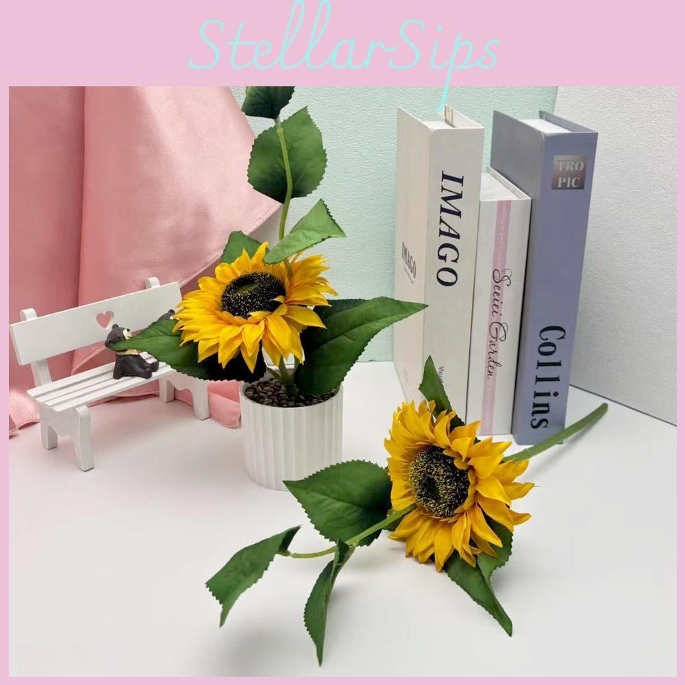 Sunflower Faux Plant For Tabletop And Bedroom Decor With Rain Flower Stone Accents