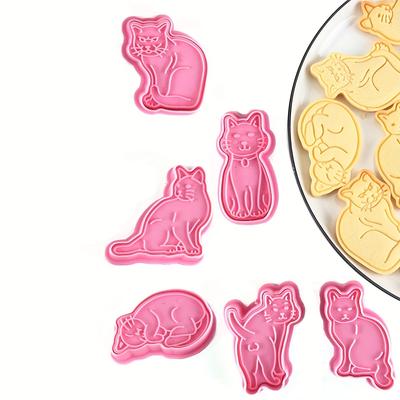 6 pezzi di adorabili tagliabiscotti a forma di gatto con spingi-biscotti, perfetti per preparare deliziosi dolcetti e decorare torte.