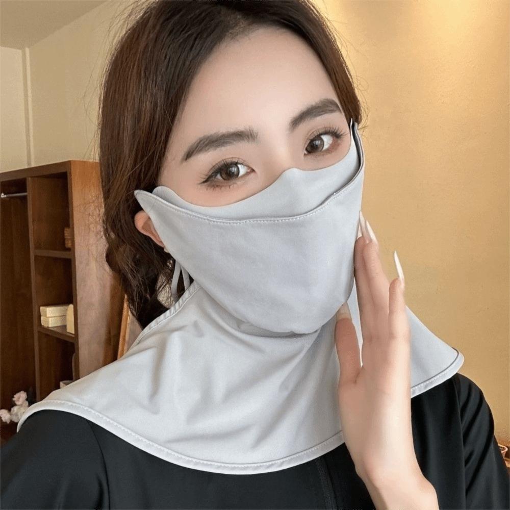 Integrated Shawl Ice Silk Face Mask Lightweight Design Sun-shading Mask  Sports Use