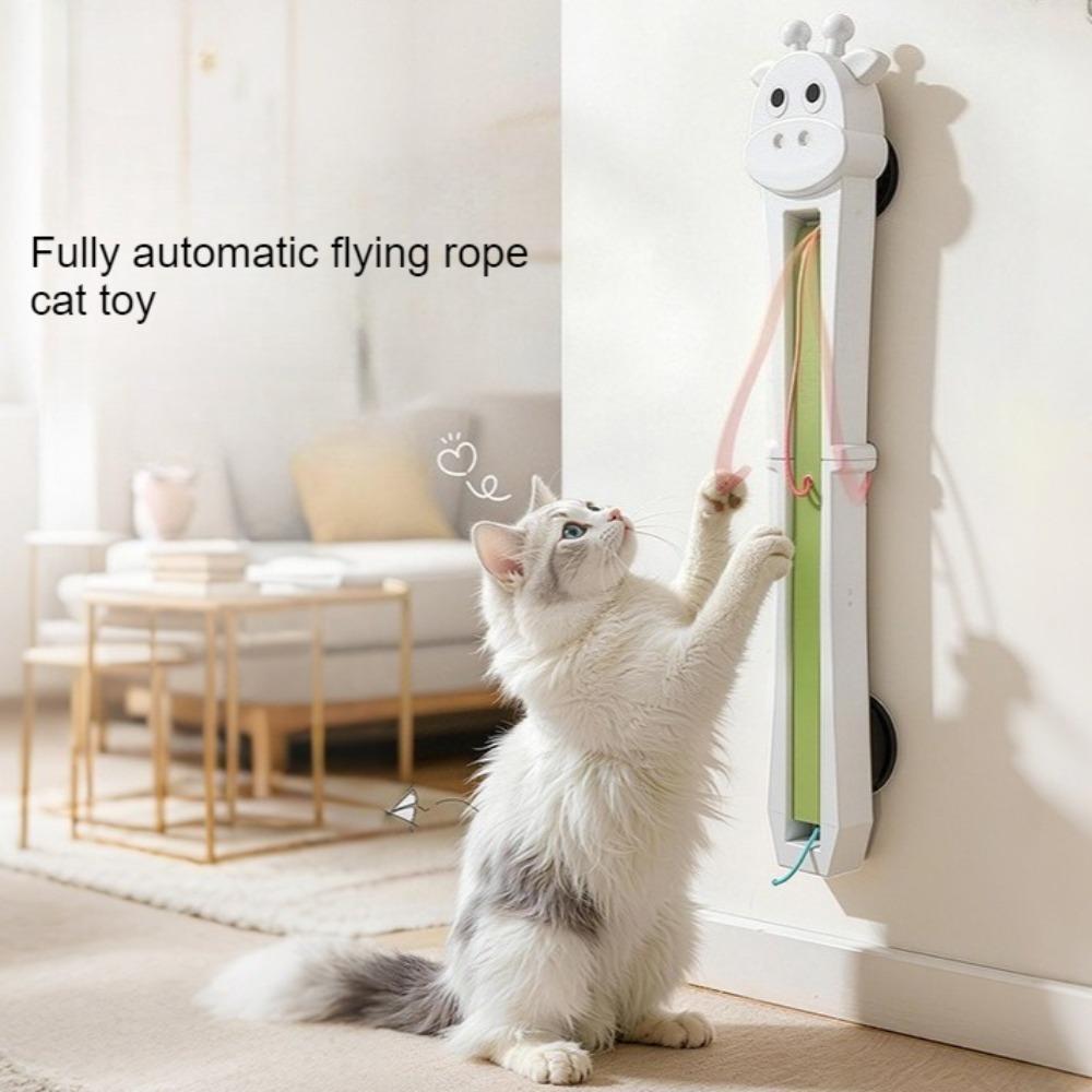 Macchina Giocattolo Automatico Giraffa Gatto, Tira e Lancia Automaticamente Corde, Permettendo ai Gatti di Rilassarsi e Alleviare la Noia