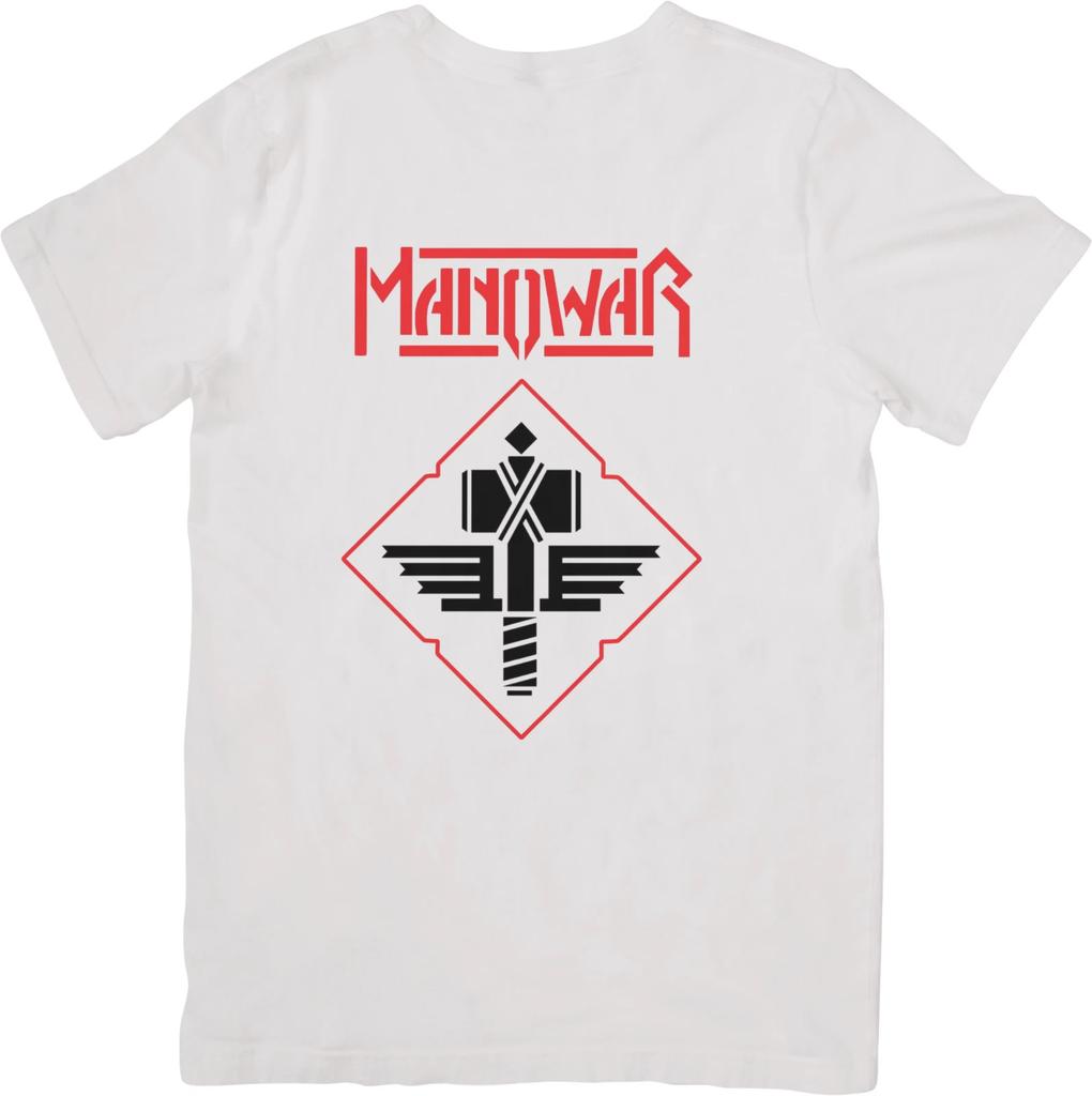 Manowar Music Fit for Men & Women Quality Cotton T-Shirt White.