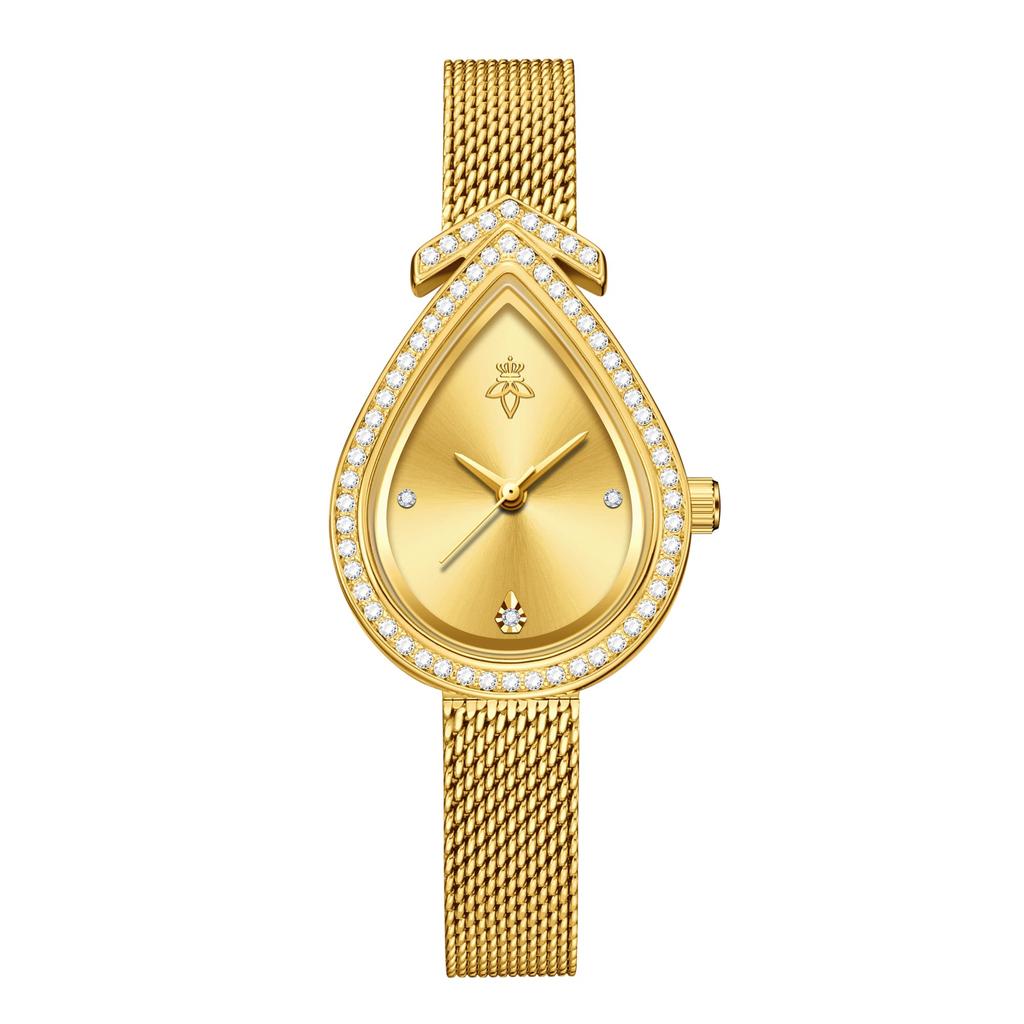YaLaLuSi Brand Retro Women's Quartz Watch Design Gold Rhinestone Decoration Watch Temperament Elegant Ladies Gift