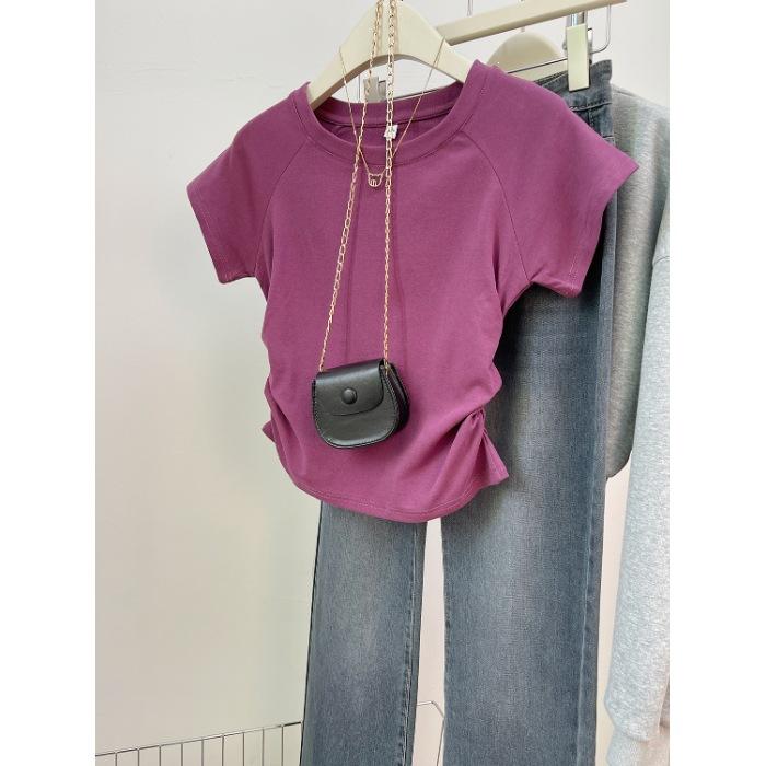 

Special offer g refined cotton × shoulder-plugged slim-fitting short-sleeved t-shirt for women s summer spice, backless and thin top M