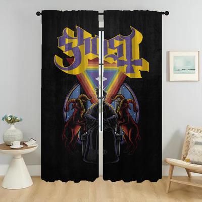 Kitchen Curtains for Camera Ghosts Band Blackout Curtain for Room 2 Panel Home Interior Curtains Shades Halloween Decoration