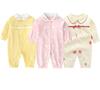 Newborn Baby Long Sleeve Cute Baby Baby Shower [miniGray] Clothes, Coveralls, 3-Piece Set, 100% Cotton, Front-Opening, Clothes, Rompers, Gift, 3-12