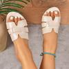 Fashion Women's Solid Color Slide Sandals, Lightweight Square Open Toe Slip on Shoes, Women's Casual Flat Shoes