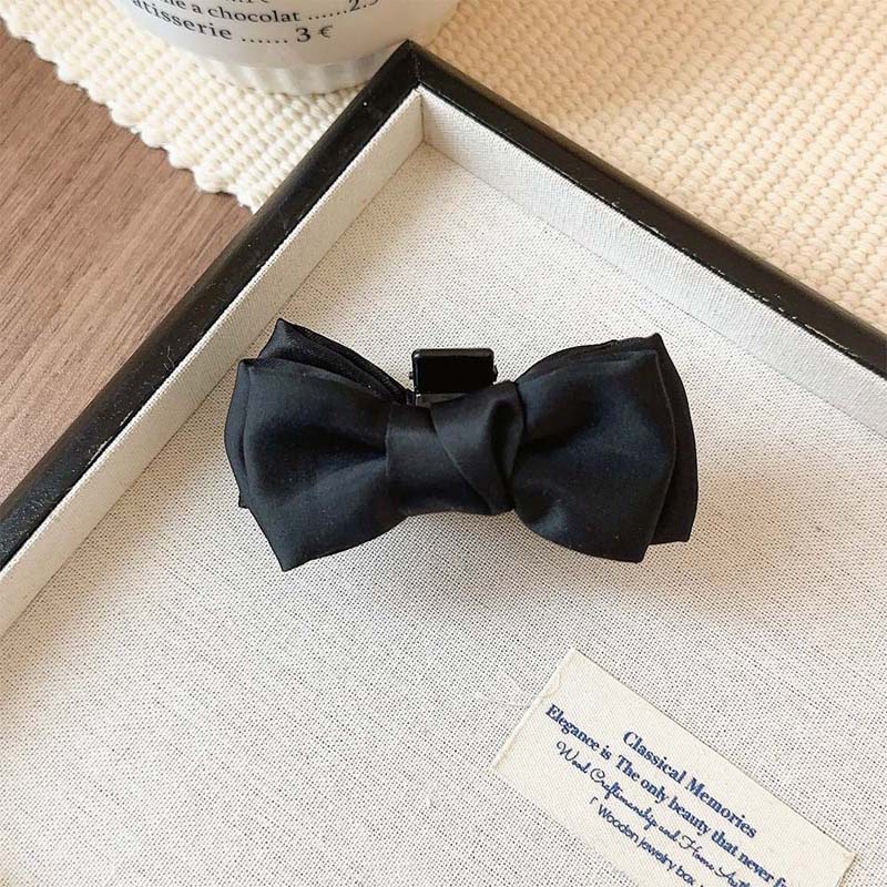 1Pcs Black Bow Head Grab Clip Women Girl Hair Side Clip Forehead Bang Princess Small Hair Claw Clamp Hair Clip Styling Headdress