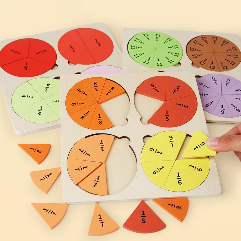 Fruit Fraction Board Math Teaching Tool Round Shape Instrument Kids Montessori Early Educational Math Development Toy Gifts