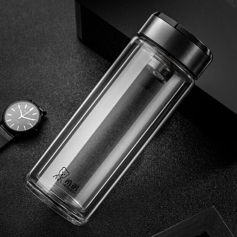 HEENOOR 390ml Double Wall Glass Tea Infuser Bottle