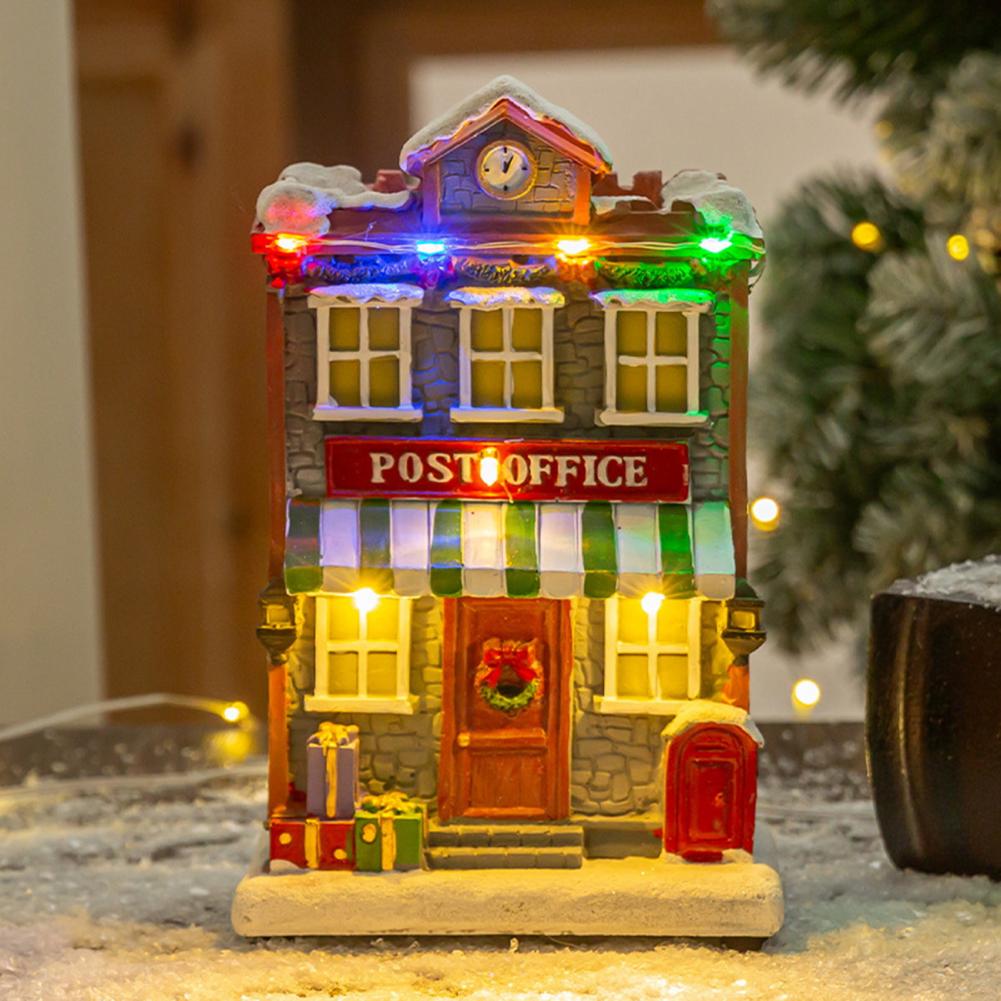 Festive Tabletop Display Led House with Music Battery Operated Holiday Centerpiece for Tabletop Display Festive Resin Figurine