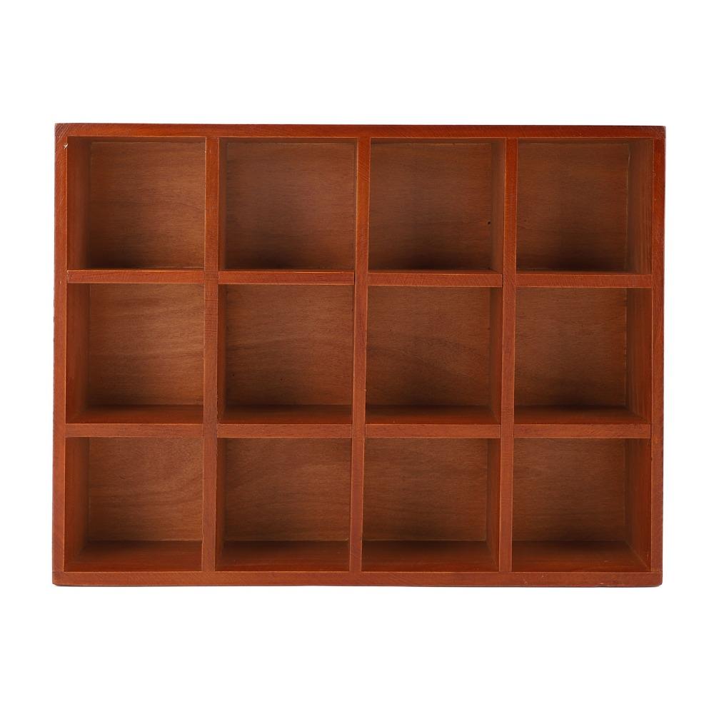 Adjustable Shelves Wood Desktop Organizer Decorative Wall Storage Rack  Office