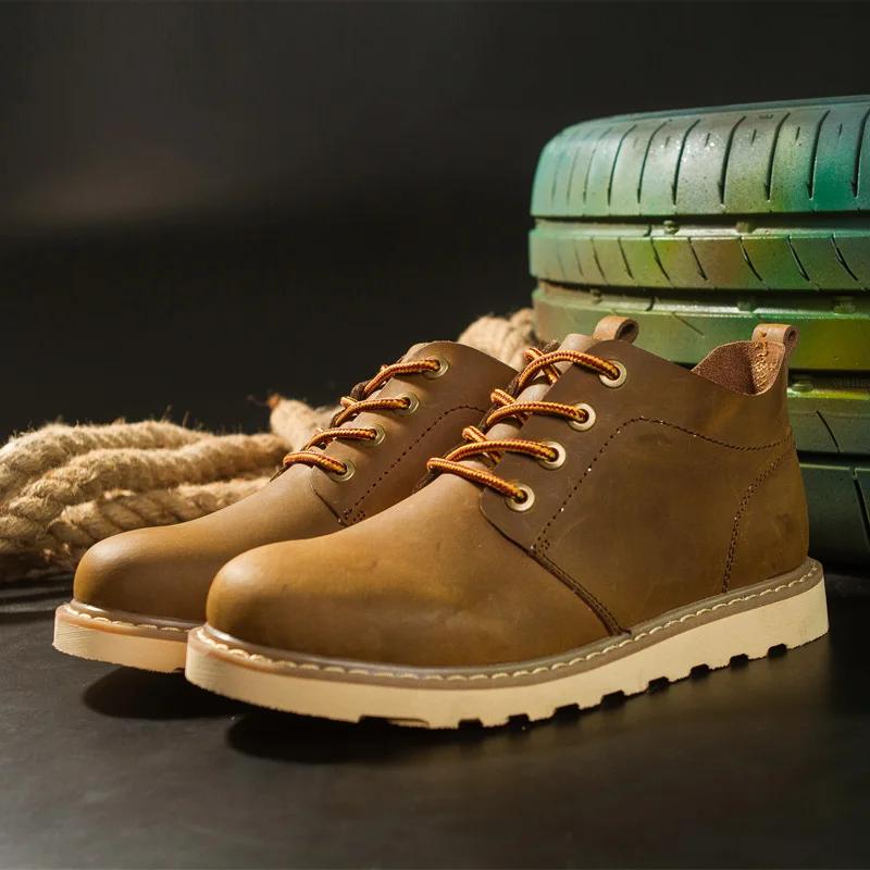 Working Shoes Men Work Boots Brown Boot Genuine Leather Boots for Men Men's Safety Shoe Dress Booty Man Casual Sneakers Ankle &