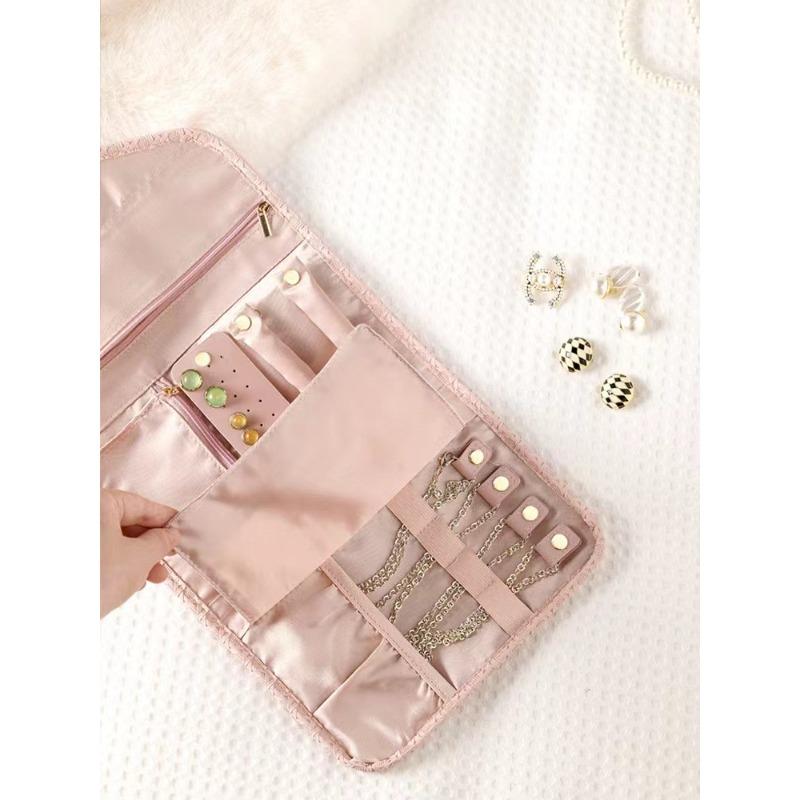 Meier Schmuckbeutel - tragbare Reise-Schmuckschatulle für den Heimgebrauch - faltbarer multifunktionaler Organizer für Halsketten, Ohrringe und Accessoires