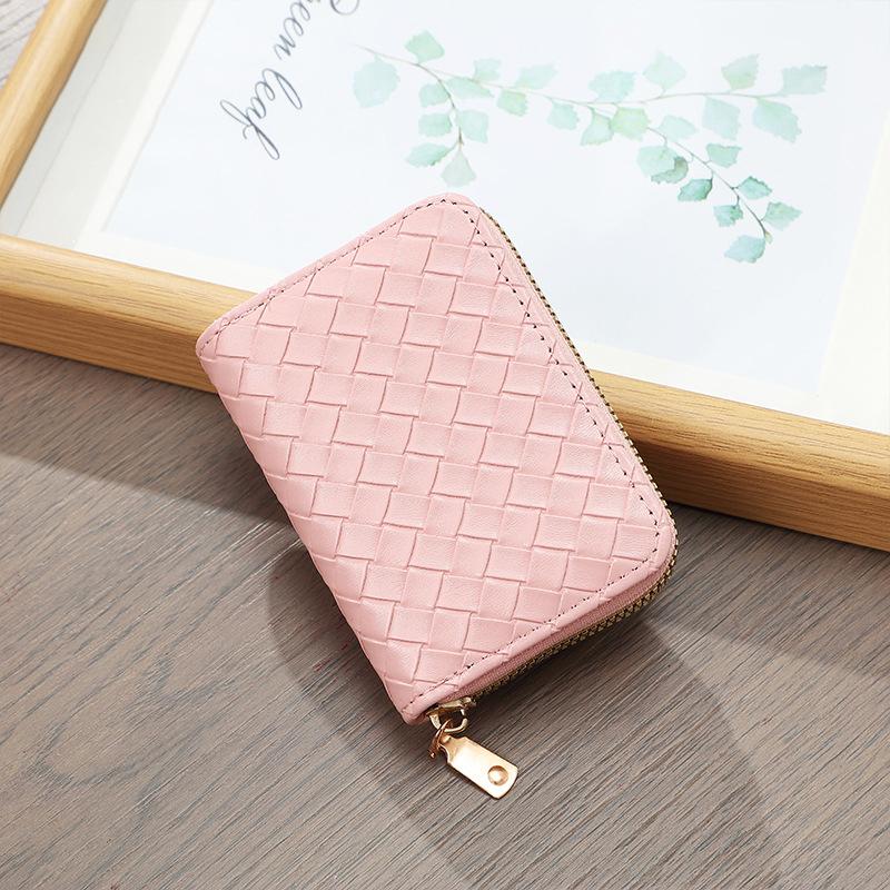 Woven Women'S Wallet Short And Simple Card Bag Zipper Coin Purse