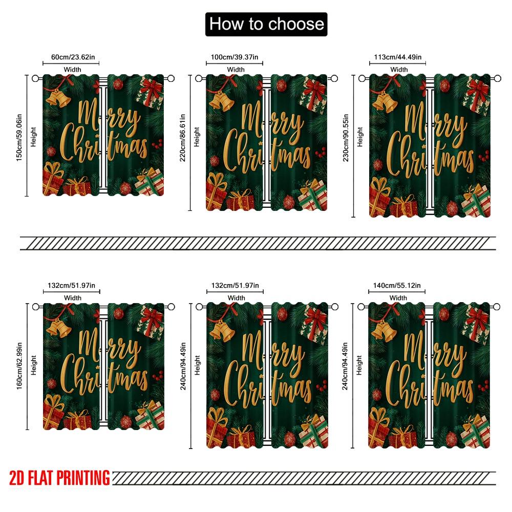 2pcs,2D Plane Printing Popular Curtain Panels Tree and Presents 100% Polyester (without Rod) Gifts Use for Bedroom, Contemporary