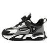 Kids Sport Sneakers Boys Girls Fashion Running Shoes Navy White Design Anti Slip Trainers with Rotary Buckle Children Sneaker